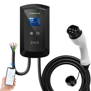 Evelectris Wallbox Smart 22 KW RFID Type 2 fali töltő 5 méter, tartóval